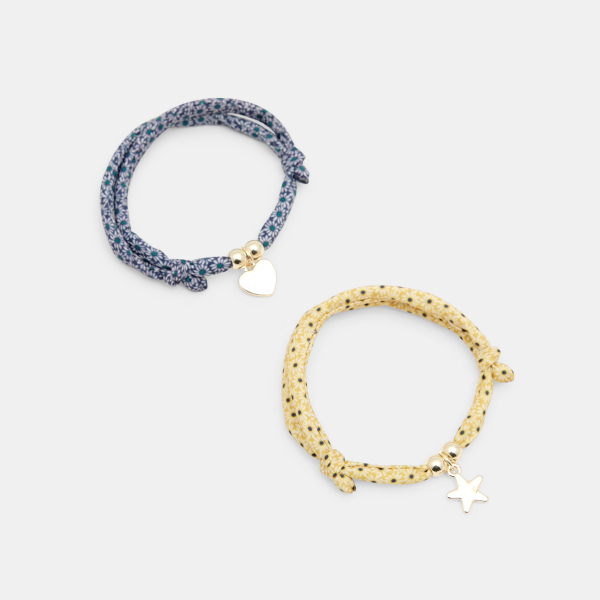 سوارين من قماش مطبوع بأشكال الزهور للفتيات